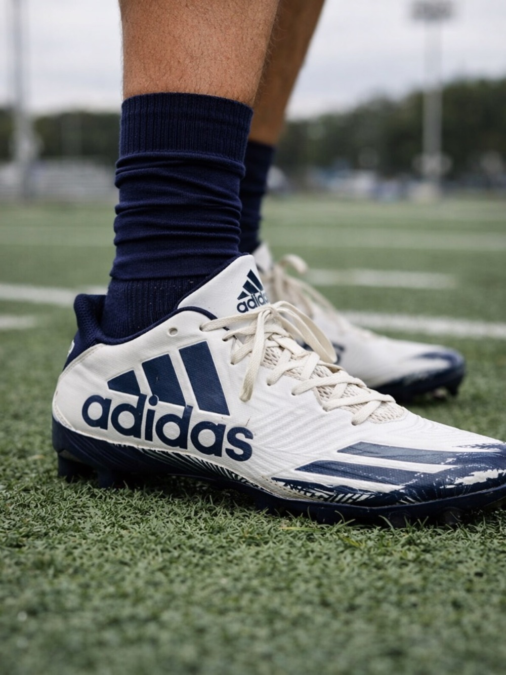 Adidas Freak Football Cleats Mens 11.5 White Navy Low Top Molded Studs